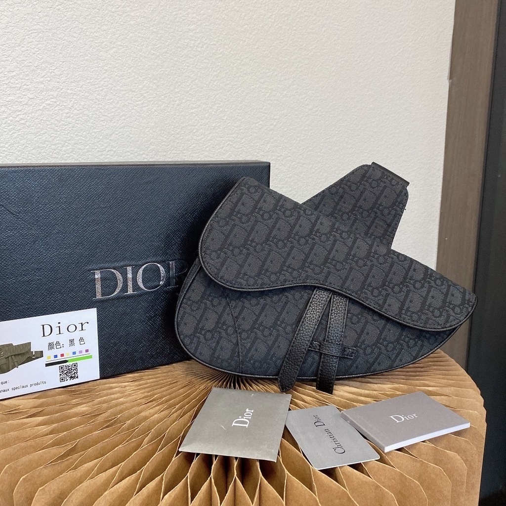 dior saddle diagonal jacquard bag crossbody men's and women's chest (with box)
