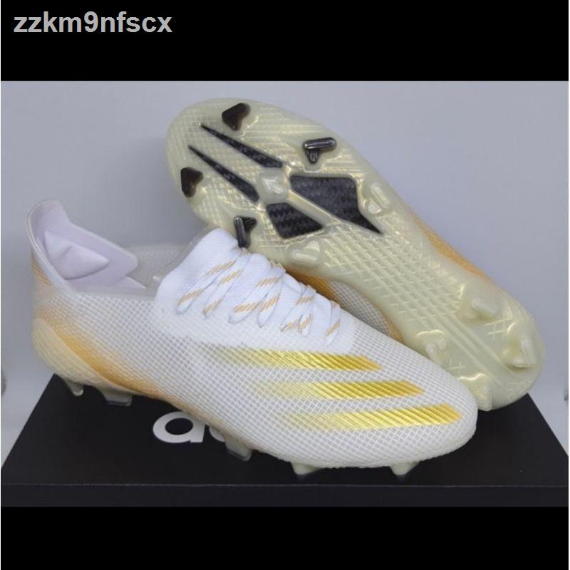 ™♕▣Adidas x ghosted White Gold FG X1 รองเท้าฟุตบอลกลางแจ้งราคาถูกผู้ชายรองเท้าฟุตบอล unisex ฟรี