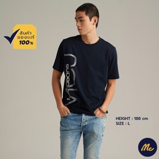 Mc JEANS เสื้อยืดแขนสั้นผู้ชาย คอกลม สีกรมท่า MTSZA44