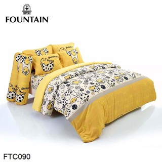 Fountain (ครบเซ็ต) ผ้าปูที่นอน+ผ้านวม 3.5ฟุต 5ฟุต 6ฟุต ไข่ขี้เกียจ Gudetama FTC090 #ฟาวเท่น เครื่องนอน ชุดผ้าปู