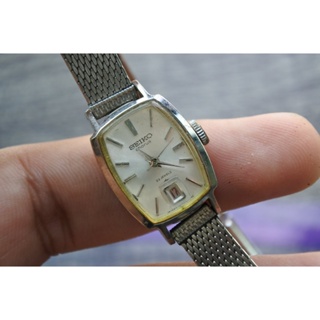 นาฬิกา Vintage มือสองญี่ปุ่น SEIKO CHORUS ระบบ ไขลาน ผู้หญิง รูปไข่ กรอบเงิน หน้าขาว หน้าปัด 22มม