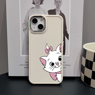 เคสโทรศัพท์มือถือ ซิลิโคน กรอบโลหะ ลายแมวแมรี่ สําหรับ iphone 14ProMax 11 13 12 7Plus 8 X XS Max