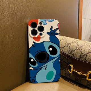 ฟิล์มแข็ง เคส iphone 14 pro Max 11 13 12 7Plus 8 X XS Max แฟชั่น Stitch หัวใจ กันกระแทก เคส