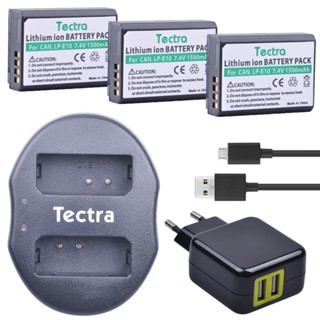 Tectra 3ชิ้น LP-E10 LPE10 LP E10 Bateria USB ชาร์จคู่กับ AC A Dapter สำหรับ Canon 1100D 1200D จูบ X70กบฏ T3 T5