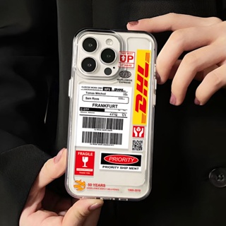 เคสใส ลายฉลาก DHL กันกระแทก สําหรับ iphone 14 Pro Max 11 13 12 7Plus X XS Max 8 7