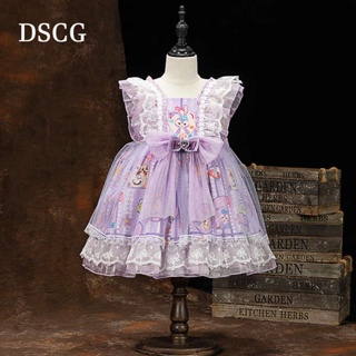 Lingna Belle Girl Lolita ชุดเจ้าหญิงของแท้ Disney Children&amp;#39;s Star Delu ชุดวันเกิดชุดเดรสฤดูร้อน