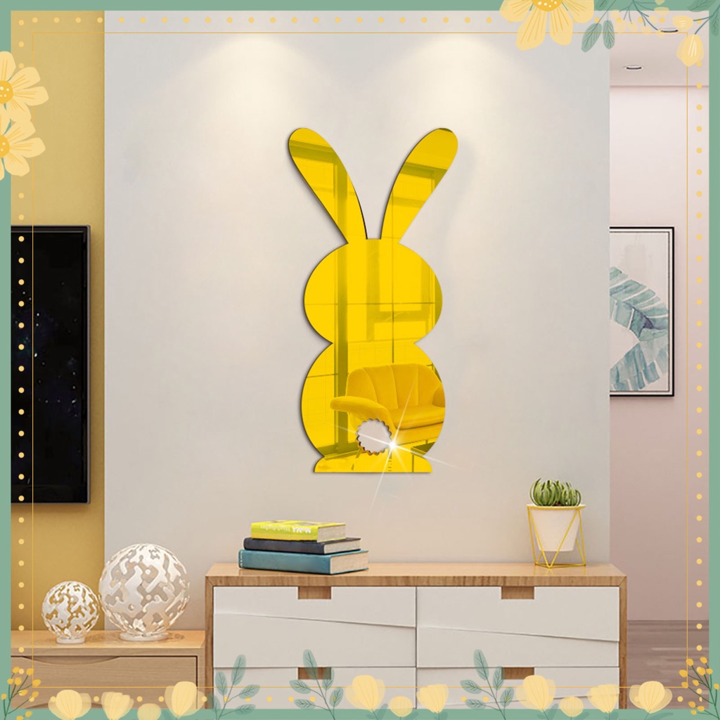 Yz- สติกเกอร์กระจก รูปกระต่าย สีพื้น สําหรับติดตกแต่งผนังบ้าน DIY