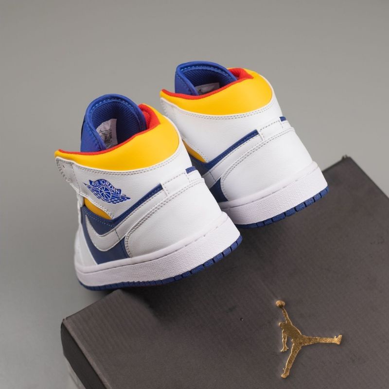 ❁△Y &amp; m Nike Air Jordan 1 Mid Deep Royal Blue Laser Orange รองเท้าผู้ชาย 39-44รองเท้าผ้าใบ nike แท้100% ผู้ชาย ผู้หญิง