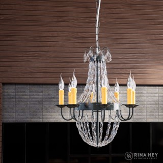 Rina Hey NOTTINGHAM/8,โคมไฟ โคมไฟห้อยเพดาน โคมไฟตกแต่งเพดาน ไฟติดเพดาน โคมไฟห้อยระย้า Chandelier W57 x D57 x H60 cm – สี ดำ