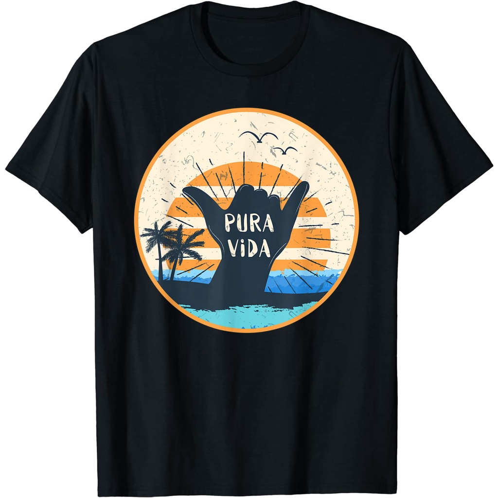 เสื้อยืดของขวัญ Pura Vida Costa Rica Shaka Sign Surfing Surfer : เสื้อผ้า รองเท้า และเครื่องประดับ