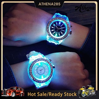 Unisex Geneva กีฬากันน้ำ LED แบ็คไลท์ซิลิโคนวงนาฬิกาข้อมือ