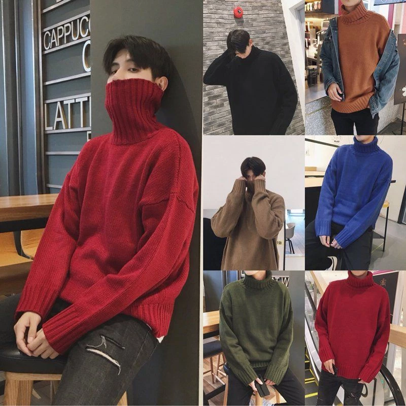 ❈♦☼ เสื้อคอเต่า เสื้อกันหนาวผู้ชายสไตล์ทันสมัย สีสันสวยงาม สวมใส่แบบหลวมๆ เนื้อผ้าไม่หนาใส่สบาย