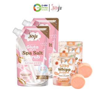 JOJI Secret Young โจจิ ซีเคร็ท ยัง เกลือสครับขัดผิวสูตรกลูต้าไธโอนน้ำนม350g. 2 ชิ้น สบู่วิปโฟม 2 ชิ้น #126803