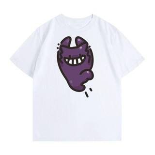 แนวโน้ม เสื้อยืดคอตตอน 100% ๑☬Pokemon Pokémon Gengar Ghost Stone อะนิเมะผ้าฝ้ายพิมพ์แขนสั้นด้านบนเสื้อผ้าลำลองผู้ชายและผ