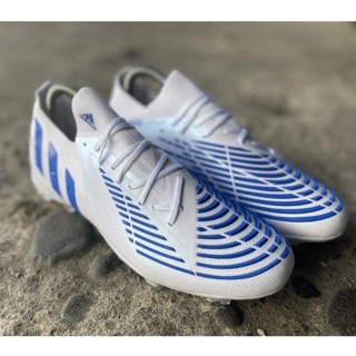 รองเท้าฟุตบอล Adidas Predator Edge.1 Low FG - White Hi-Res Blue Murah Kasut Bola Sepak สําหรับผู้ชาย