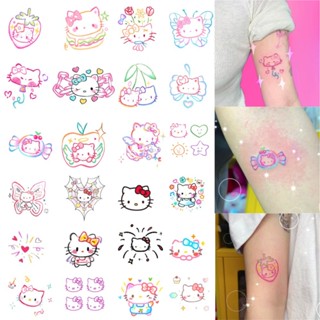 สติกเกอร์รอยสัก ลาย Hello Kitty กันน้ํา ติดทนนาน สไตล์ญี่ปุ่น สําหรับผู้หญิง