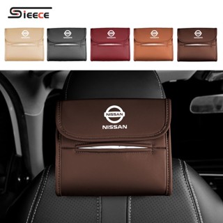 Sieece หนัง กล่องทิชชู่ในรถ เบาะรองหลังรถยนต์ ที่ใส่ทิชชู่แบบแขวน ของแต่งภายในรถยนต์ สำหรับ Nissan Kicks March Almera Note JUKE Sylphy Tiida Terra Navara Frontier X Trail