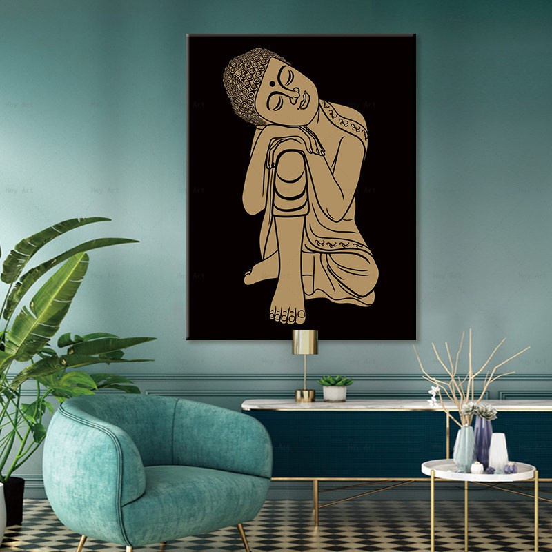 Modern Buddha Statue Printed Canvas Painting Home Decoration Frameless Cultural Bedroom