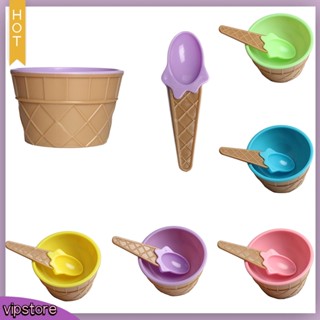 [VIP] Creative Cute Ice Cream Bowl + Spoon Kids Children Summer Party Dessert Cup Gift