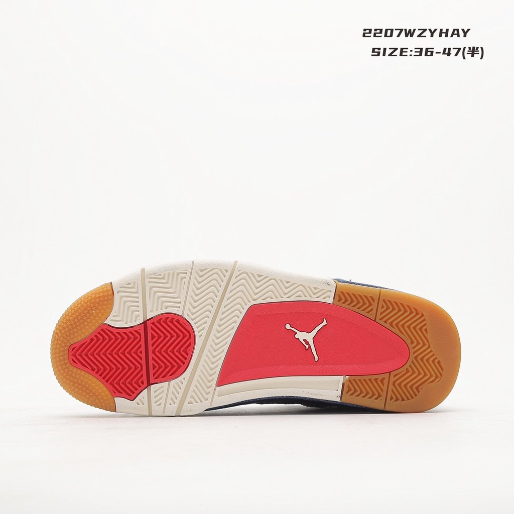 ▨☃รองเท้าผ้าใบ nike✢℡◈Levi’s x  Nike Air Jordan 4 RetroBlue-Denim·AJ4 รองเท้าวิ่งการปฏิวัติของแท้จริงรับประกันคุณภาพฤดูใ
