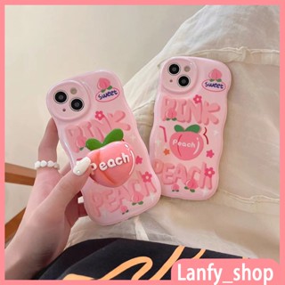 💖New 💖iPhone 14 13 12 11 Pro Max เคส for เคสไอโฟน11 น่ารัก บางเบาพกพาง่าย การ์ตูน ลูกพีช แฟชั่น พร้อมขาตั้ง Case