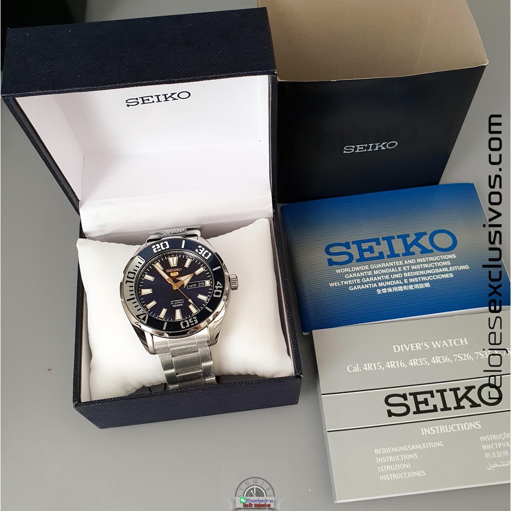 Seiko 5 sports blue dial stainless steel man's watch versatile runway men's analog chrono SRPC51j