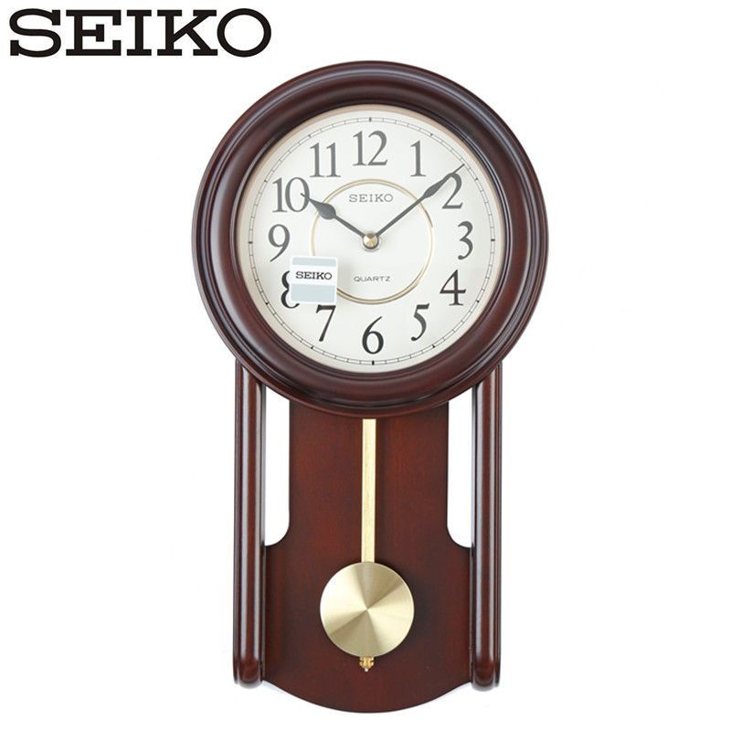 ✓SEIKO ญี่ปุ่น นาฬิกาแขวนสมัยเก่าลูกตุ้มไม้เนื้อแข็งจีนสมัยใหม่เดิมห้องนั่งเล่นนาฬิกาควอทซ์ QXC105
