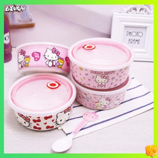 กล่องข้าวเข้าไมโครเวฟได้ กล่องข้าวเด็กอนุบาลน่ารัก การ์ตูนน่ารัก hello kitty crisper box ของว่างในครัวเรือนตู้เย็นกล่องเก็บอาหารกลางวันกล่องอาหารกลางวันคนงานนักเรียนเบนโตะกล่องอาหารกลางวัน