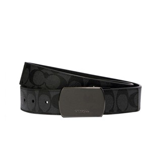 ของแท้ 💯% เข็มขัด COACH 91286 PLAQUE BUCKLE CUT-TO-SIZE REVERSIBLE BELT, 38MM (QBO3I) สี : QB/BLACK/CHARCOAL