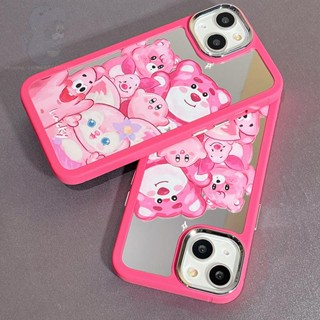 เคสโทรศัพท์มือถือกระจก ลายการ์ตูนน่ารัก สีชมพู สําหรับ Apple iPhone 14 13 12 11 pro max X XR 7 8 Plus i14 i13 i12 I11 iphone14ProM