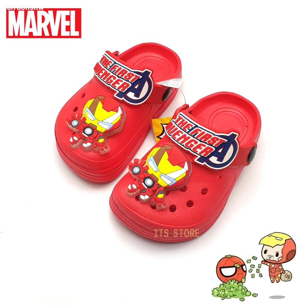 ⊕☾🔥พร้อมส่ง🔥Marvel Spiderman / Captain / Ironman ลิขสิทธ์แท้💯% รุ่น ML54 / ML55⚡️มีไฟ⚡️รองเท้าเด็กหัวโต ทรง Crocs