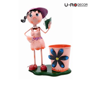 U-RO DECOR กระถางดอกไม้ ตุ๊กตาเด็กผู้หญิง รุ่น SUSIE-D (ซูซี่-ดี) - สีส้ม