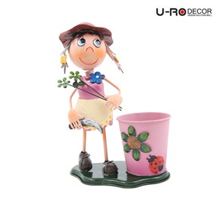 U-RO DECOR กระถางดอกไม้ ตุ๊กตาเด็กผู้หญิง รุ่น SUSIE-C (ซูซี่-ซี) สีชมพู