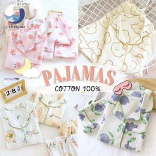 [พร้อมส่ง!] ชุดนอนสไตล์เกาหลี ลายน่ารัก ผ้า Cotton100% แขนขาสั้น-ยาว Free-size ใส่สบาย เบา นุ่ม หลับฝันดี