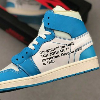 ❉รองเท้า Nike Air Jordan 1 Retro High x Off-White "UNC" ✅มีเก็บเงินปลายทาง JD3รองเท้าผ้าใบผู้ชายญิง