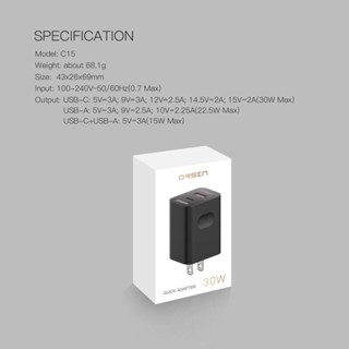 Orsen C15/C15L/C15C 30W PD/QC3.0 Adapter (อแดปเตอร์แบบชาร์จเร็ว30W)