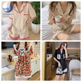 😍ชุดนอนเซทวินเทจสายหวาน ชุดนอนลูกคุณหนู ชุดนอนผู้หญิง Womens pajamas【LittleStar1】