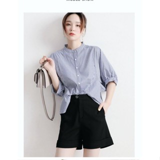 เสื้อเชิ้ตคอปก แขนทรงปีกค้างคาว ลายทาง สีฟ้า เข้ากับทุกการแต่งกาย แฟชั่นฤดูใบไม้ผลิ และฤดูร้อน สําหรับผู้หญิง 2023