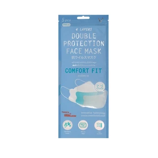 Varogard 4layers Face Mask pack5's วาโรการ์ด หน้ากากเคลือบสารฆ่าเชื้อสามมิติ สีขาว บรรจุ 5 ชิ้น