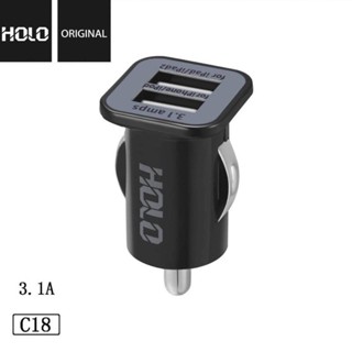 SALE⚡️หัวชาร์จ Holo c18 หัวชาร์จ ชาร์จได้ 2 หัว Car Charger LCD 2USB หัวชาร์จโทรศัพท์ในรถ ที่ชาร์จในรถ