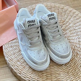 [พร้อมส่ง] Miumiu รองเท้าลําลอง หัวกลม ระบายอากาศ สําหรับผู้หญิง