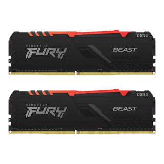 คอมพิวเตอร์ /// 32GB (16GBx2) DDR4 3200MHz RAM (หน่วยความจำ) KINGSTON FURY BEAST DDR4 RGB (BLACK) (KF432C16BBAK2/32)