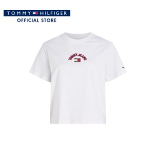 Tommy Hilfiger เสื้อยืดแขนสั้นผู้หญิง รุ่น DW0DW15650 YBR - สีขาว