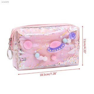 JoJo  Lovely Large Quicksand Planet Pencil Case Leather Pen Box Makeup Bag Girls Gift