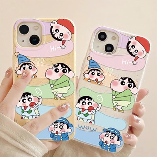 เคสโทรศัพท์มือถือแบบนิ่ม ลายการ์ตูนชินจัง สีขาว สําหรับ iphone 14promax 11 13 12 7 8 Plus X XR XSMax