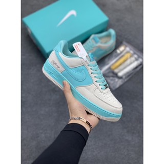 Tiffany&amp;co. x Air Force 1 Low "1837" 100% รองเท้าผ้าใบลําลอง สีเทา สีฟ้าน้ําแข็ง สไตล์เรโทร