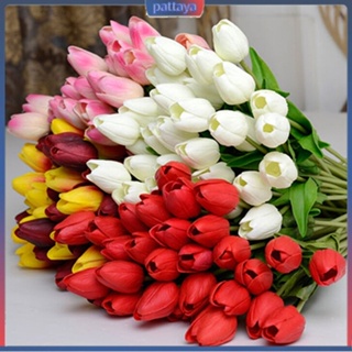 &lt;pattaya&gt; Pretty Latex Real Touch Artificial Silk Tulip Flower Wedding Bouquet Home Décor