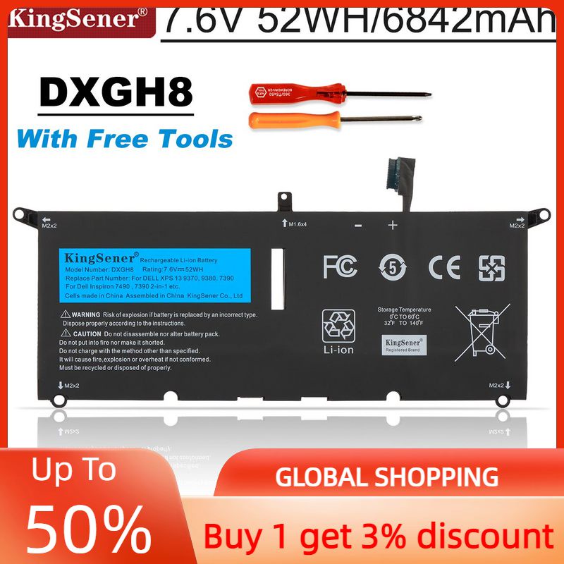 KingSener แบตเตอรี่แล็ปท็อป DXGH8สำหรับ Dell XPS 13 9380 9370 7390สำหรับ Dell Inspiron 7390 2-In-1 7
