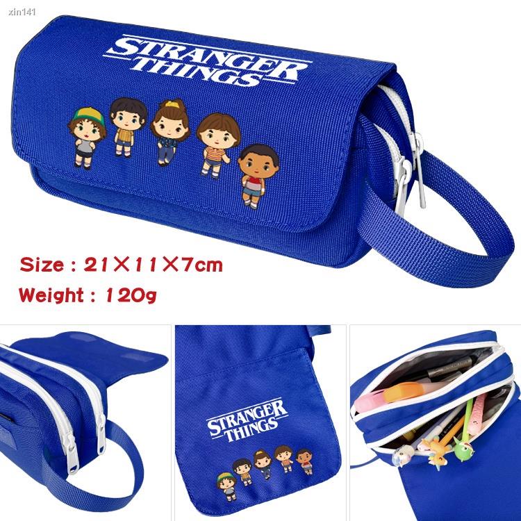 ❧✟Stranger Things Eleven Cartoon Student Canvas Pencil Case Clutch Bag Boy and Girl Coin Purse Gifts