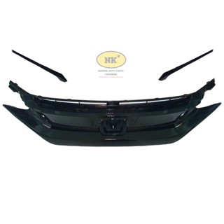 กระจังหน้า ฮอนด้า ซีวิค FC 16-19 ดำเงา (พร้อมคิ้วไฟหน้า) / Honda Civic FC 16-19